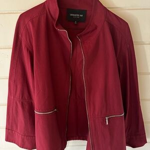 Womens Lafayette 148 Burgundy Zip-Front Jacket Spring Sz M
